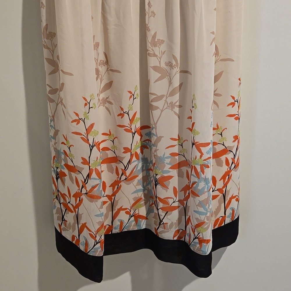 Lane Bryant tan blue coral black floral tie back dress. Size 26. - Picture 3 of 6